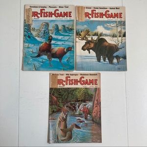 LOT of 3 Vintage 70s Fur Fish Game Hunting Fishing